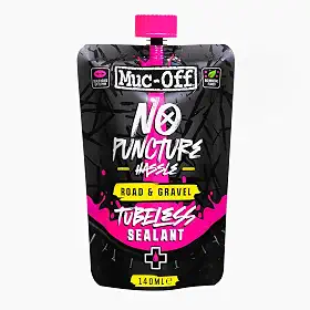 Selante sem câmara Muc Off No Puncture Hassle Road & Cascalho, 140 ml - Selante de pneu sem câmara para reparo de perfuração de bicicleta - Selante de pneu de bicicleta durável para estrada, cascalho,