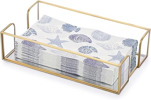 Sumnacon Servilletero, mesa de servilleta de cristal, elegante soporte para toallas de invitados para toalla de mano, cesta rectangular para