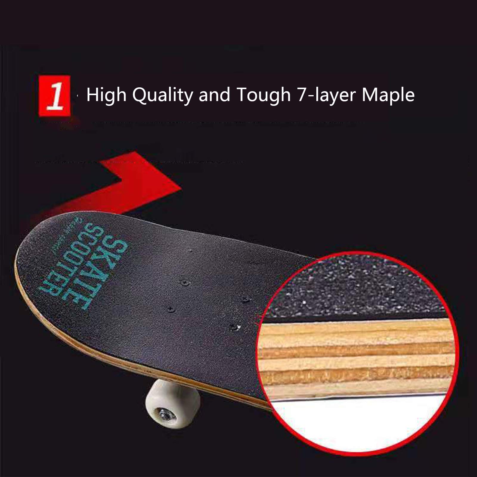 Skateboard, 31 "X 8" Planches À roulettes Pro Standard Complètes, 7 Couches en Érable Double Kick Concave Brush Street Board pour Enfants, Jeunes Adultes Débutants