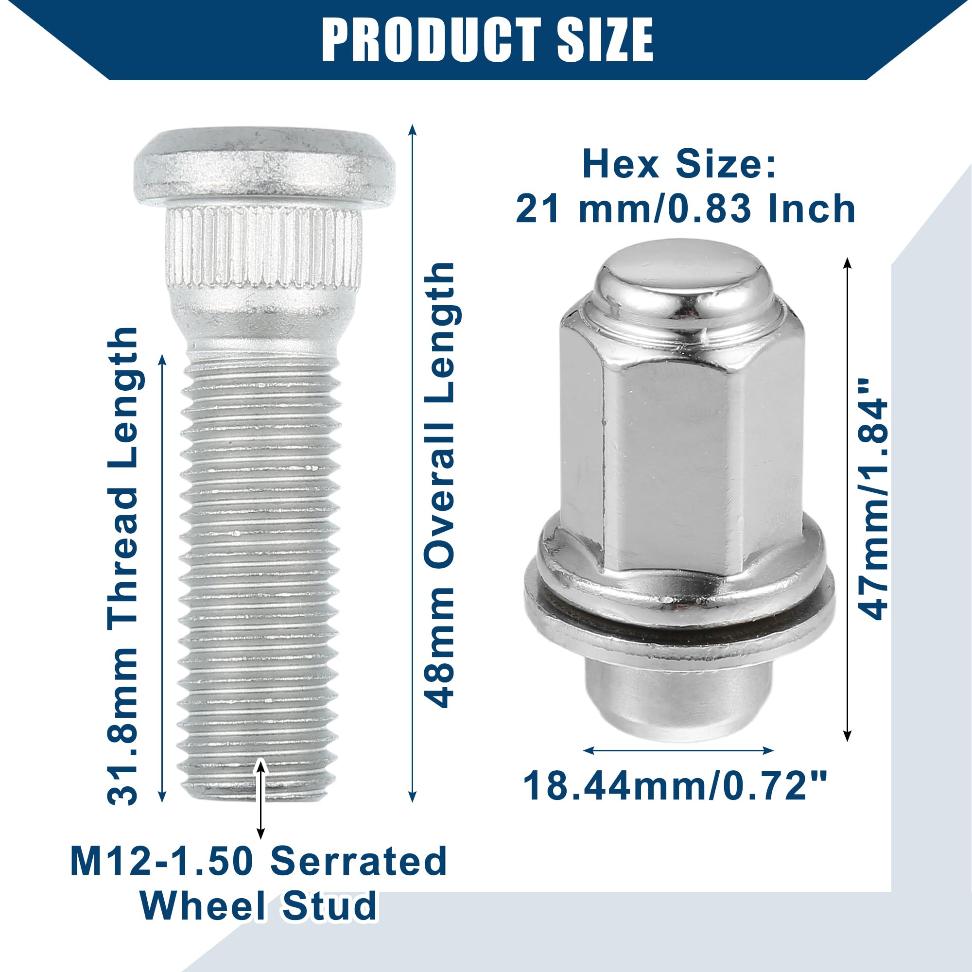 A ABSOPRO No.9094202049 Bullone per perno ruota M12-1.5 per Lexus, per Toyota e per Scion