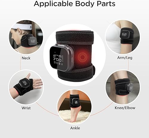 Miniatura 5 de Almohadilla térmica de brazo con calor, vibración y luz roja, almohadilla térmica inalámbrica para codo con correa de extensión desmontable de 31