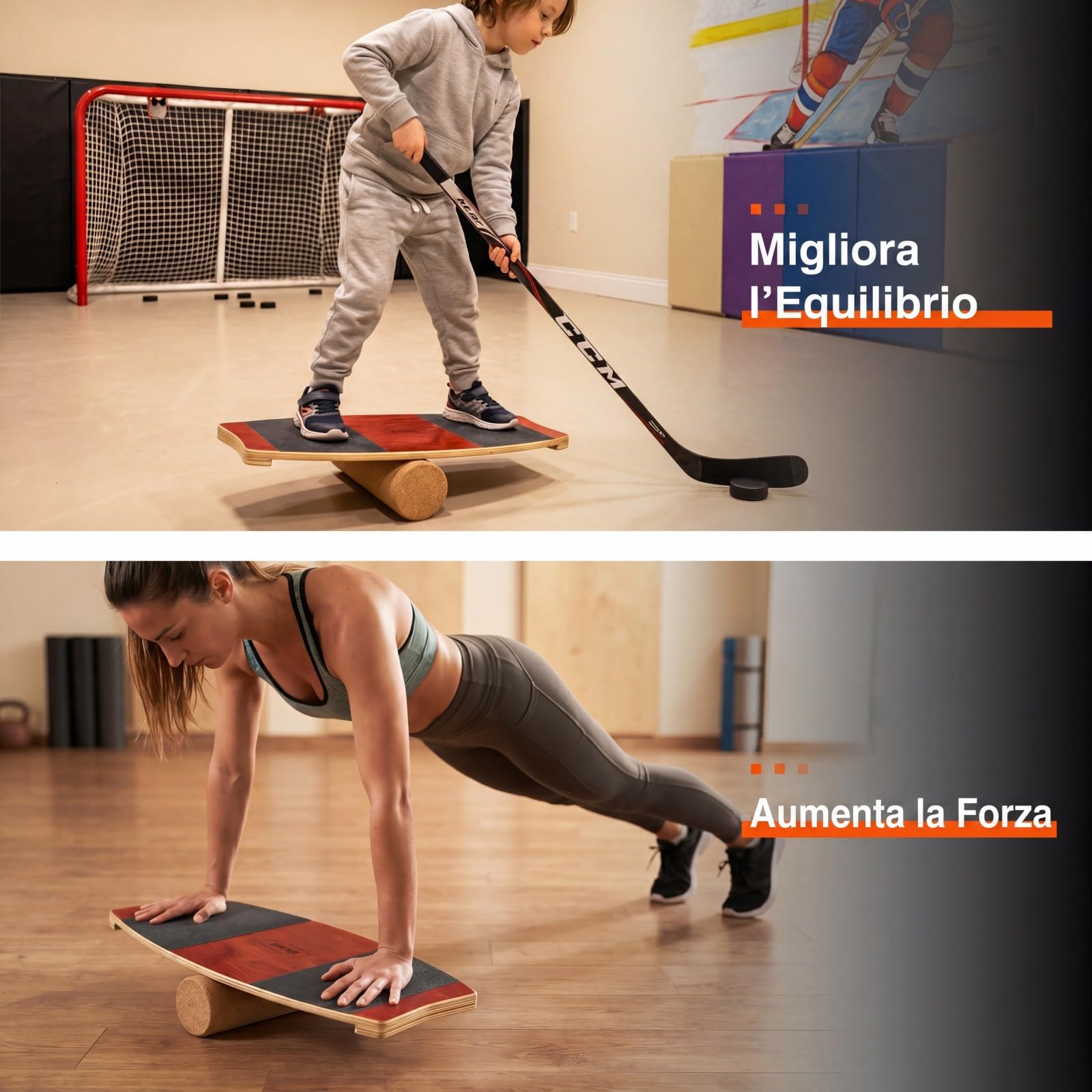 COSTWAY Balance Board con Rullo in Legno Massello | Tavoletta di Equilibrio con Superficie Antiscivolo per Allenamento di Stabilità, Rinforzo Muscolare, Skateboard e Surf