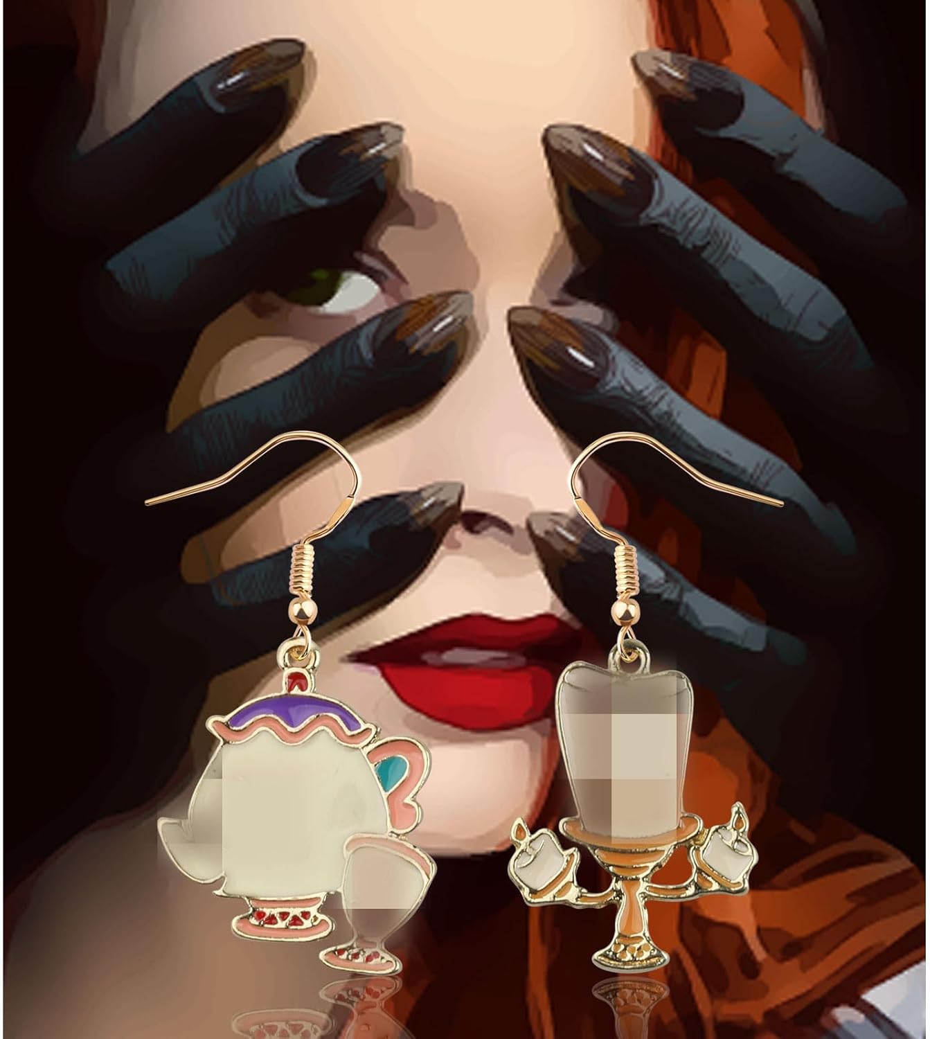 CENWA Beauty Movie Inspired Jewelry Cartoon Animal Earrings Gift for Movie Fan - Image 7