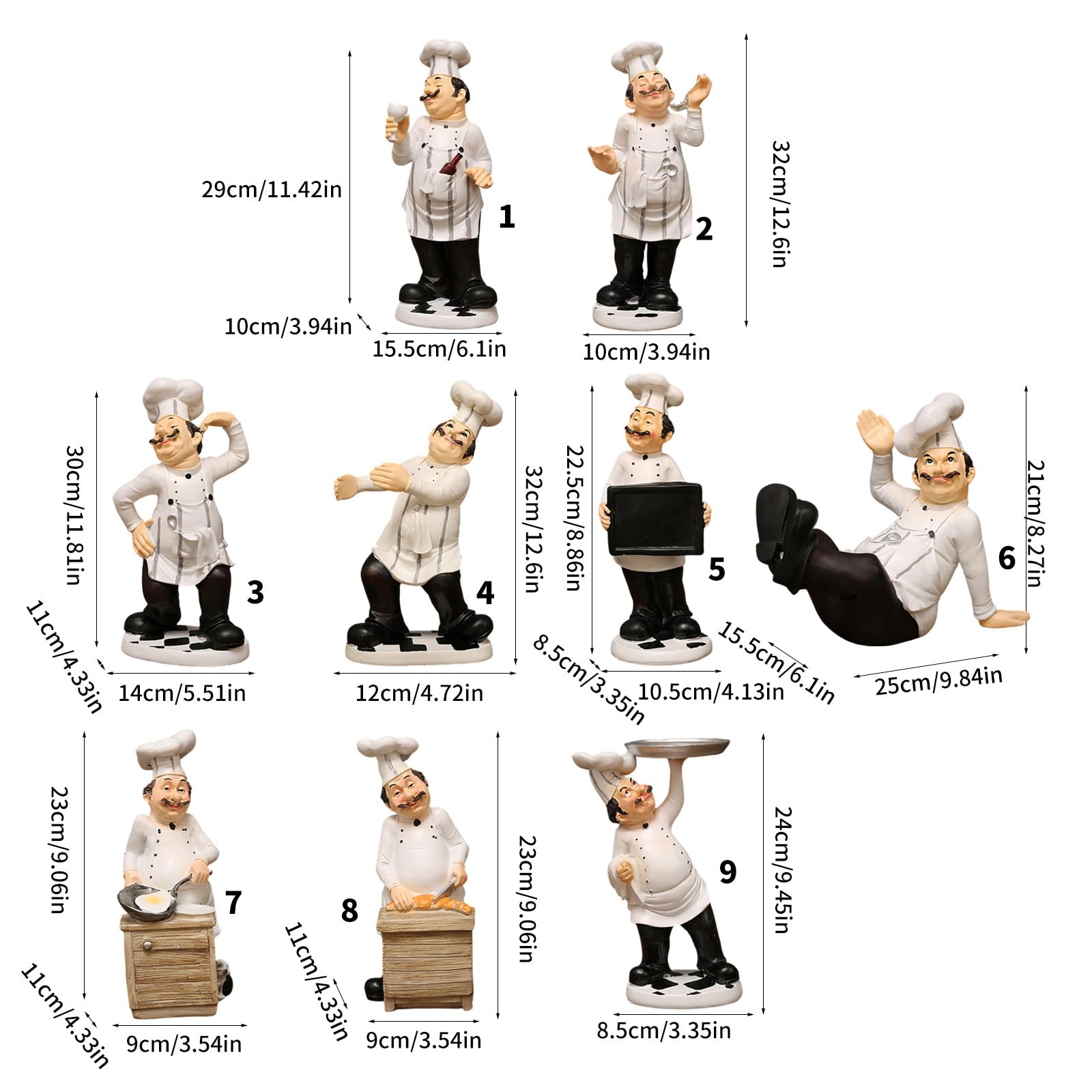 Statua decorativa dello chef, controsoffitti domestici in resina, decorazione da tavolo per decorazioni per la casa in fattoria e decorazioni per, statuetta in resina