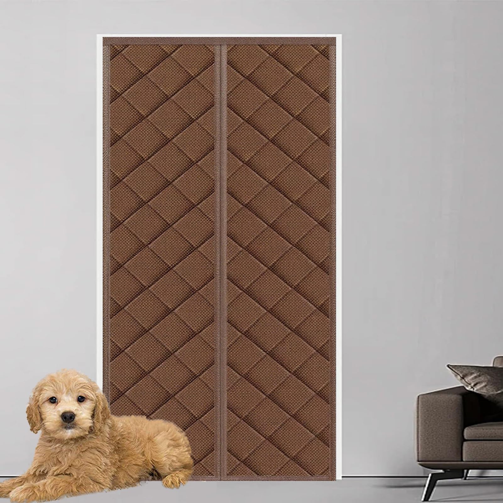 Rideau isolant thermique pour porte d'entrée sans perçage 105x210 cm