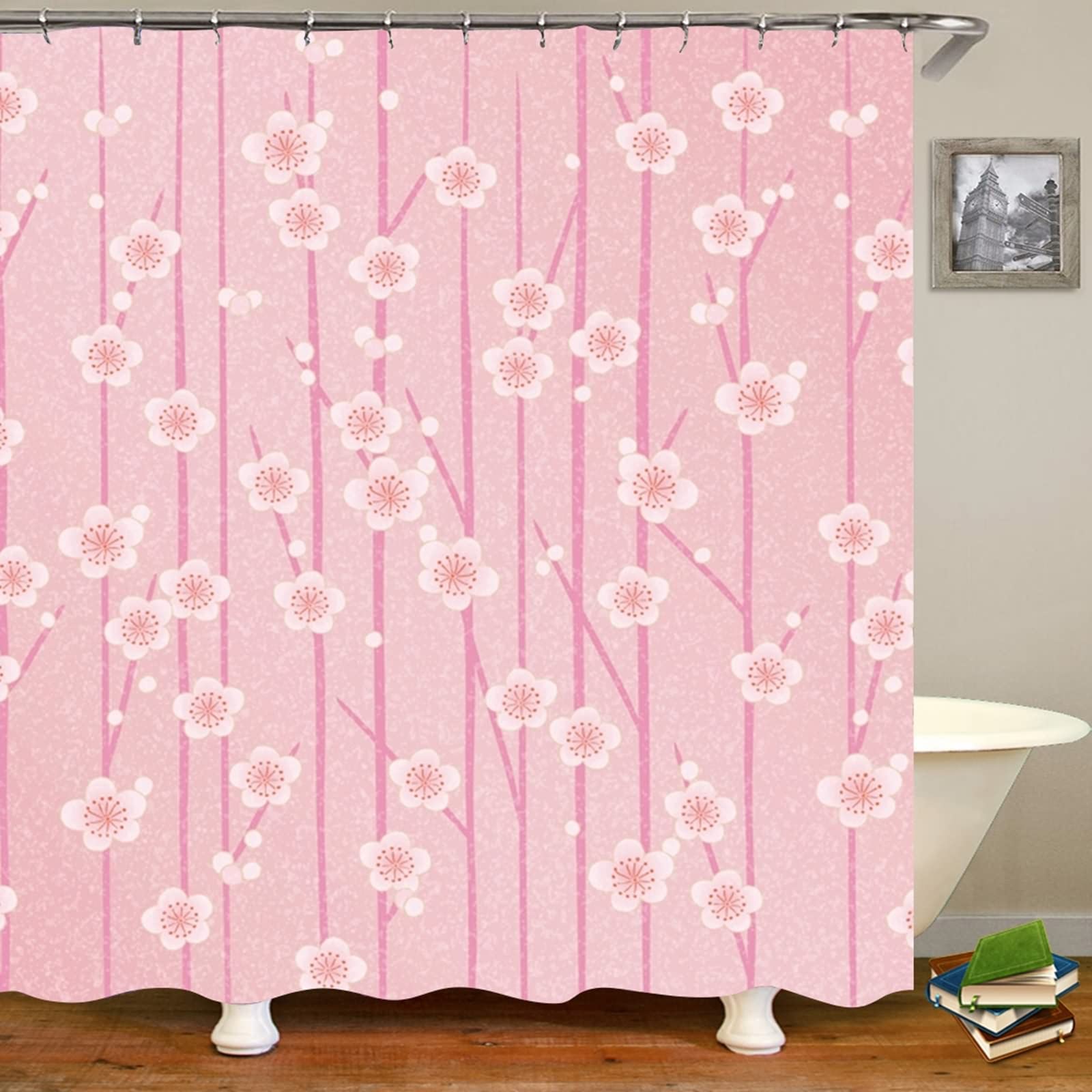Rideau de douche imperméable 165x200cm avec anneaux inclus pour salle de bain