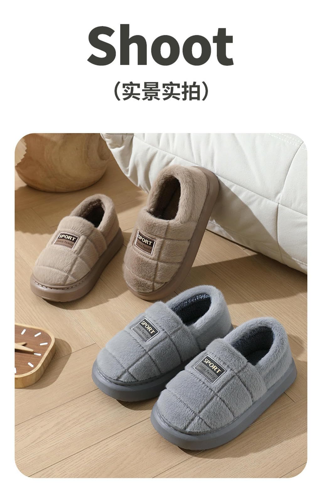 Damskie kapcie Plush Cotton Shoes Large Size Heeled For Men Home antypoślizgowe grube podeszwy