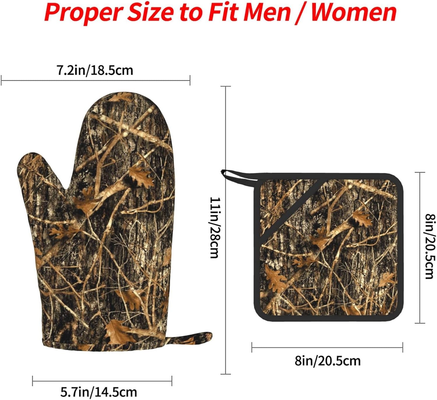 Autumn Camoflauge Oven Mitts and Pot Holders Set of 4 Heat Resistant Kitchen Gloves with Silicone Palm Hot Pads for Baking Cooking Grilling BBQ