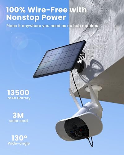 Miniatura 4 de ieGeek Cámara de seguridad solar, cámara inteligente inalámbrica 2K, sistema de cámara WiFi para exteriores con sensor de luz de 1200 lúmenes para