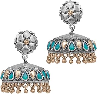 Aheli Tribal Collection Antique Oxidized Stylish Afghan Jhumki Earrings for Wome - Compare price