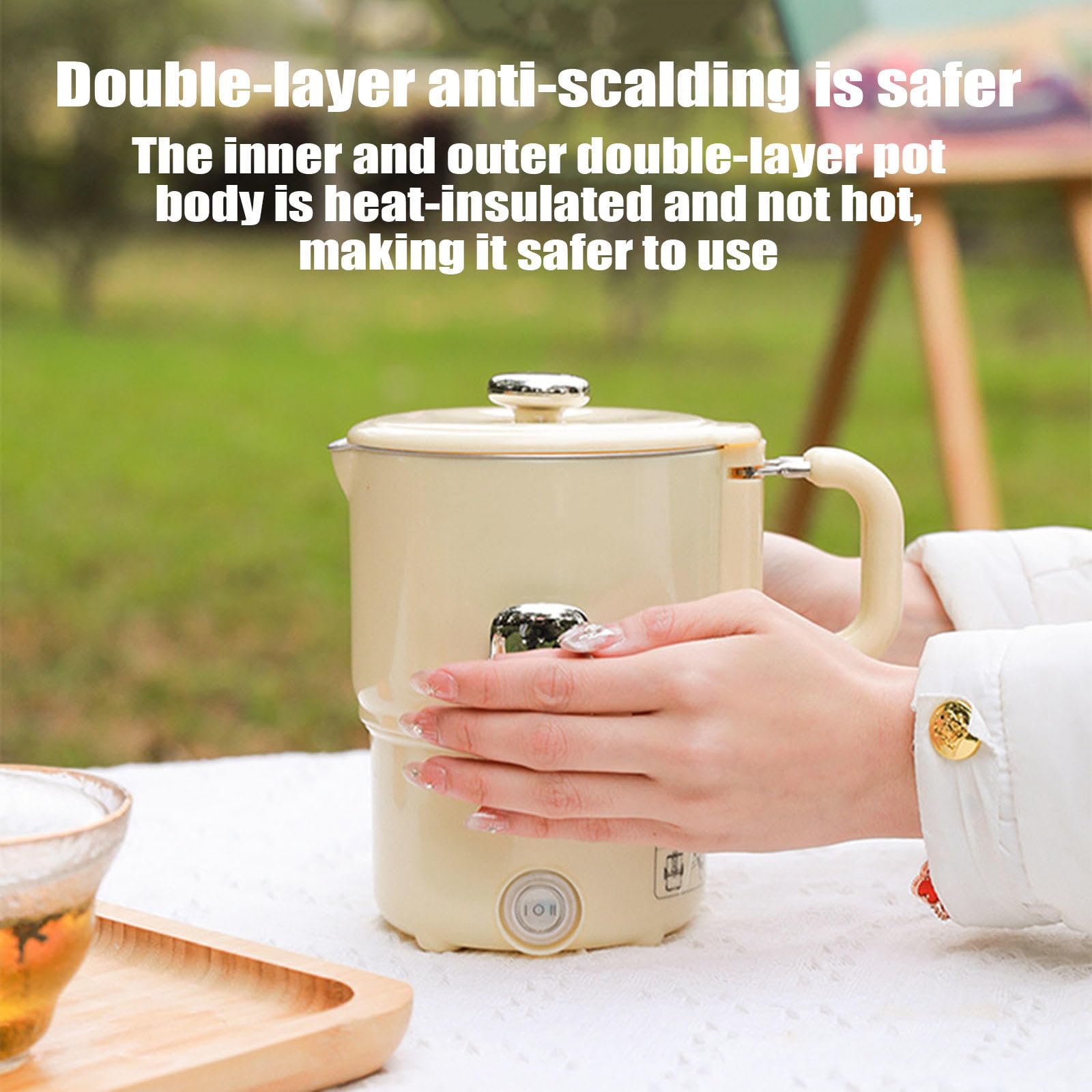 Bollitore Elettrico Pieghevole, Bollitore da Campeggio da 0,8 Litri con 2 Controlli Della Temperatura e Rivestimento, Bollitore da Viaggio Portatile con Mantenimento In Caldo per Interno, 500 W