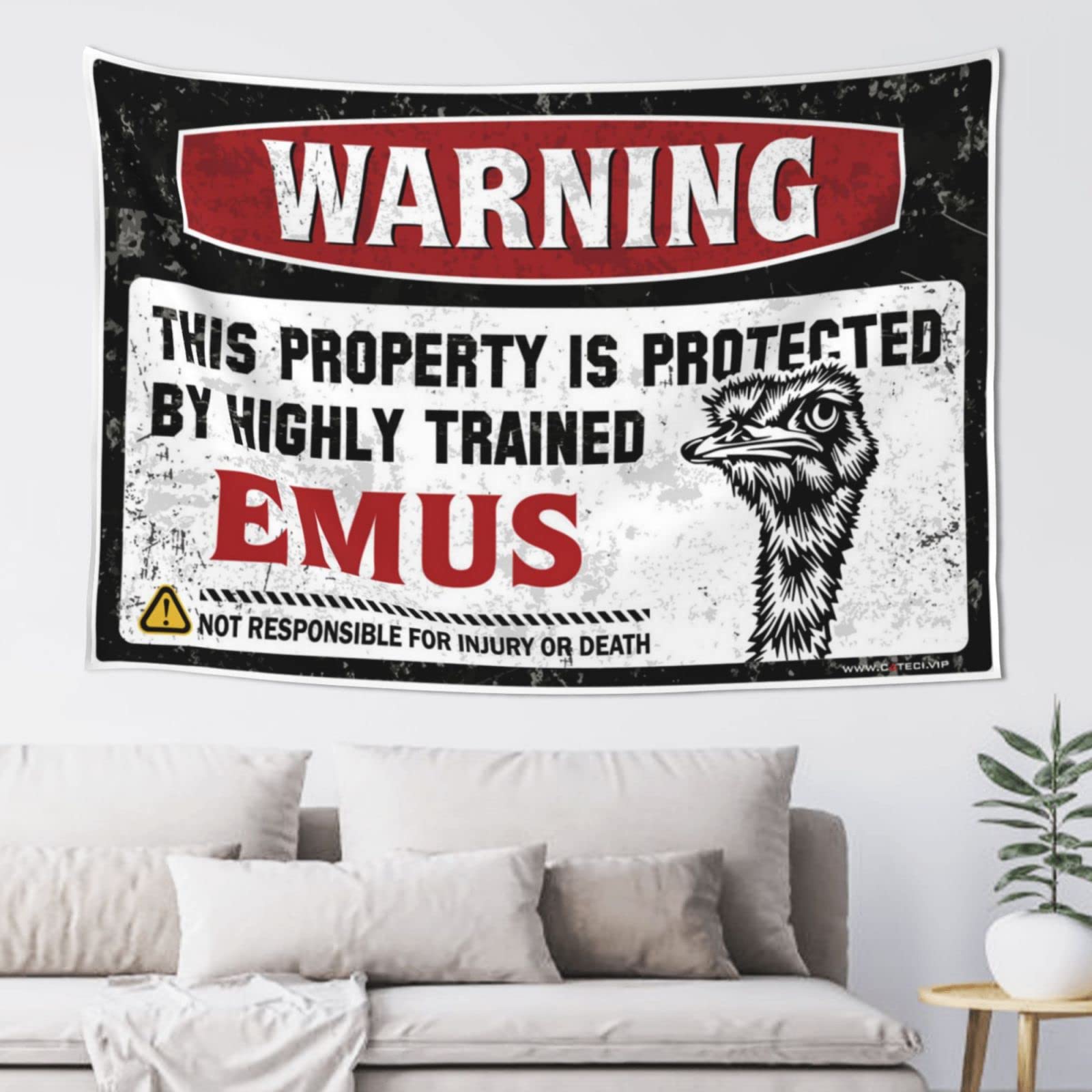 Pravoxi One Color Man Cabe Decor Warning This Property Is Protected By A Highly Trained Emus Tapestry Tapestry Aesthetic Cave Man Bar(100X150cm)