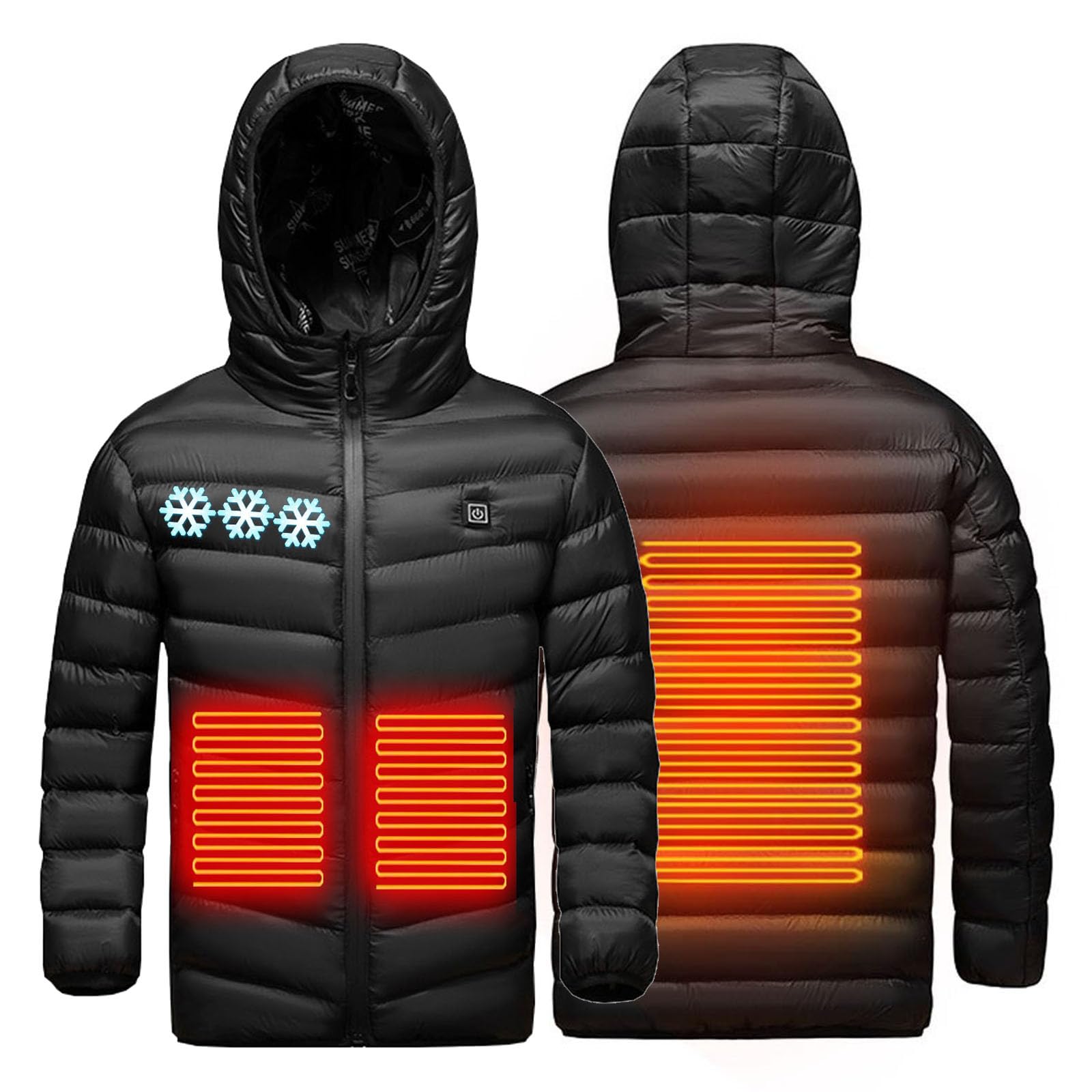 Manteau Doudoune Chauffant Enfants USB Manteau Doudoune Chauffant Electrique Garçons Filles avec 3 Zones de Chauffage pour Le Travail en extérieur Tenue Quotidienne Ski Équitation Moto