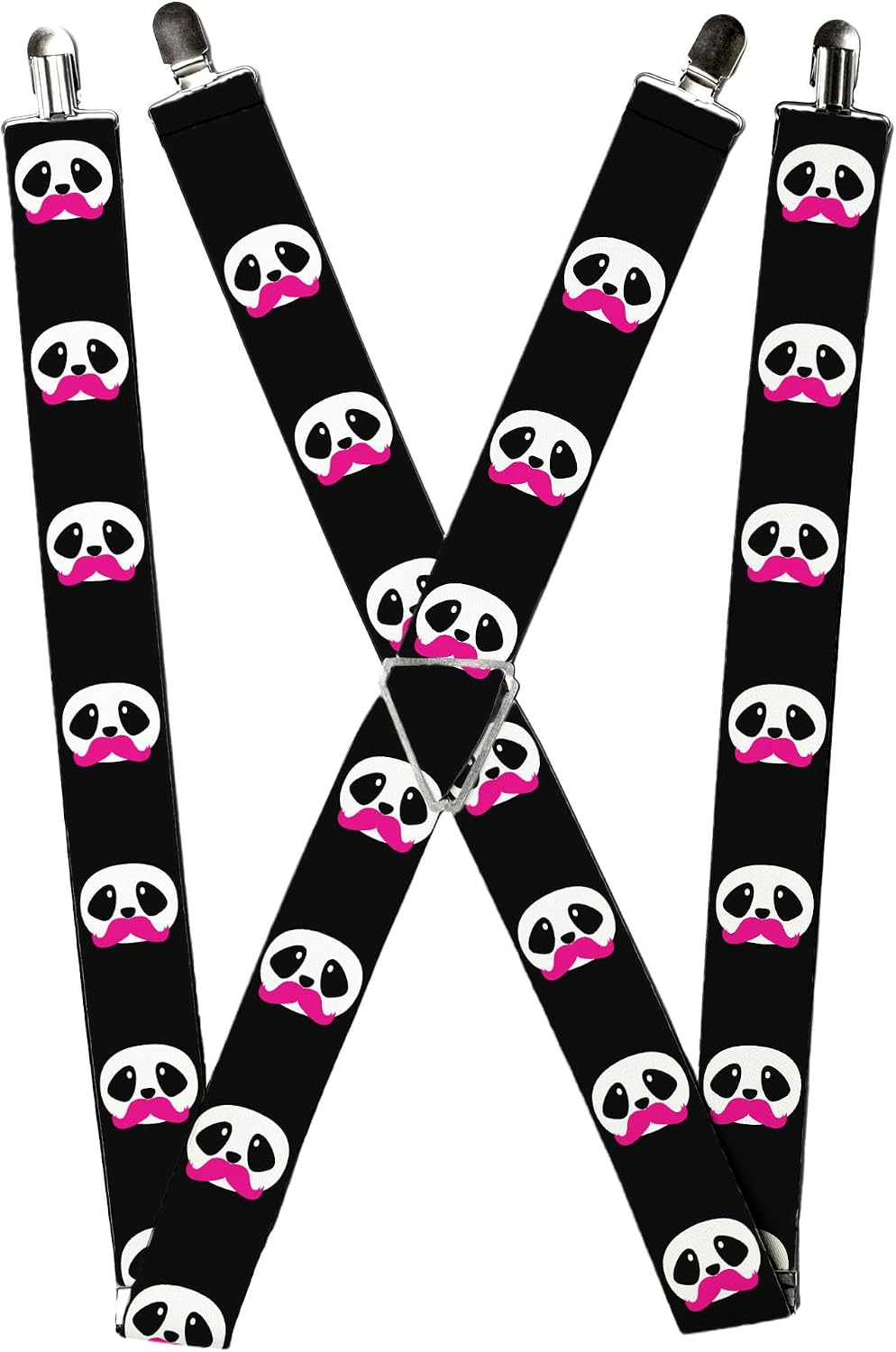 Buckle-Down Suspenders, Panda Face Pink Mustache
