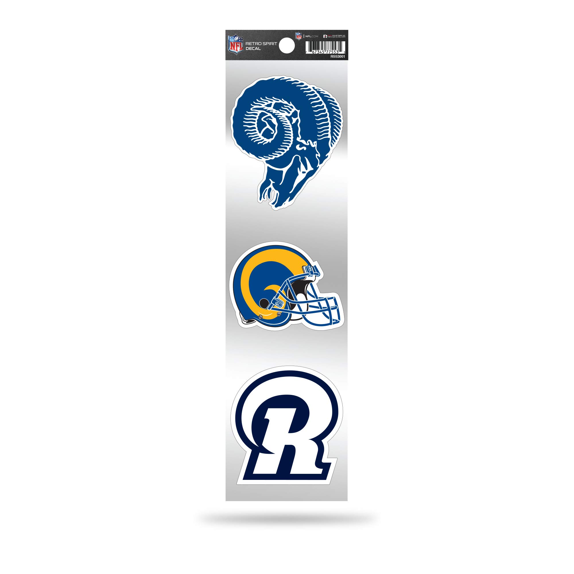 Rico Industries RSS3001: Rams Retro Spirit Decals, 3 x 12-inches, Multi, 3-Piece