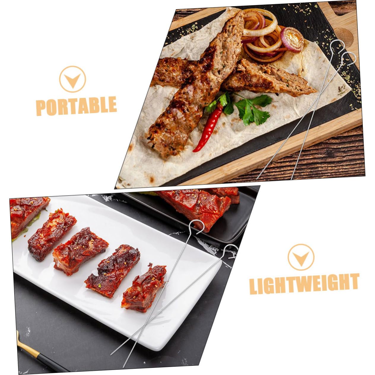 SHINEOFI 25pezzi Spiedini per Barbecue in Acciaio Inox Riutilizzabili per Grigliare Pollo Gamberetti Verdure Lunghe per Sicurezza Facili da Pulire per Campeggio e Feste