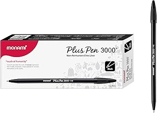 Plus 3000 Office Sign Pen Felt Tip Water Based Ink Color Pen Complete Black Dozen Box