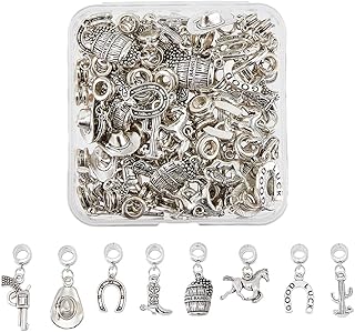 Tibetischer Stil Legierung Anhänger Antik Silber Western Cowboy Thema Anhänger Charms Cowboystiefel Pistole Hut Charms Für Die Schmuckherstellung