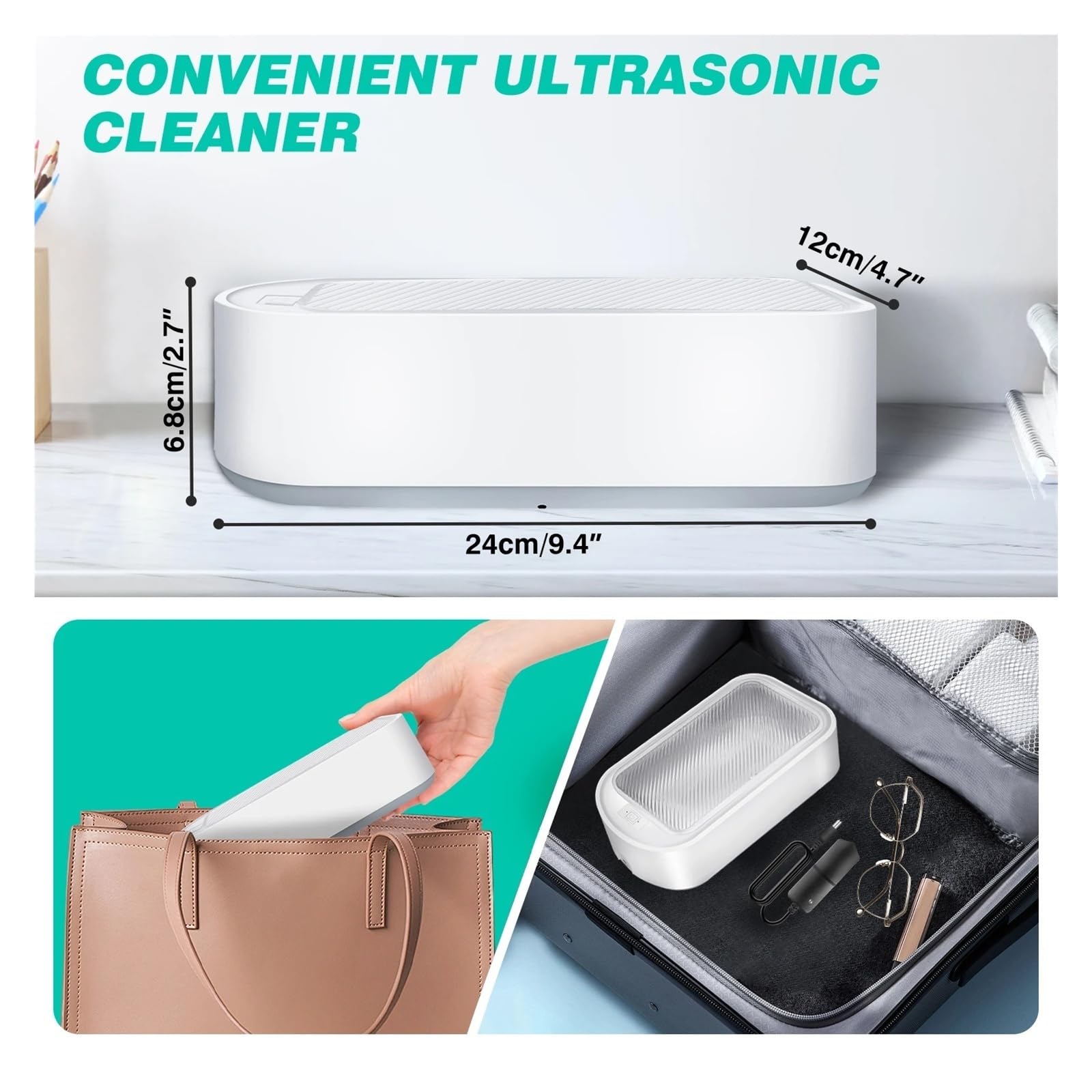 limpiador ultrasónico, Limpiador profesional de cristales, relojes y joyas con tanque de ondas ultralimpio de 650 ml.