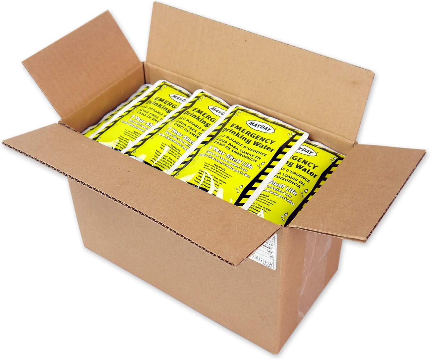 Mayday Pouch Water, Coast Guard Emergency Water, 5-Year Shelf LIfe, Disaster Preparedness Supplies for, Earthquake, Fire, Flood, Leak-Proof Pouches, 4.225 Oz/125Ml 50 Pack