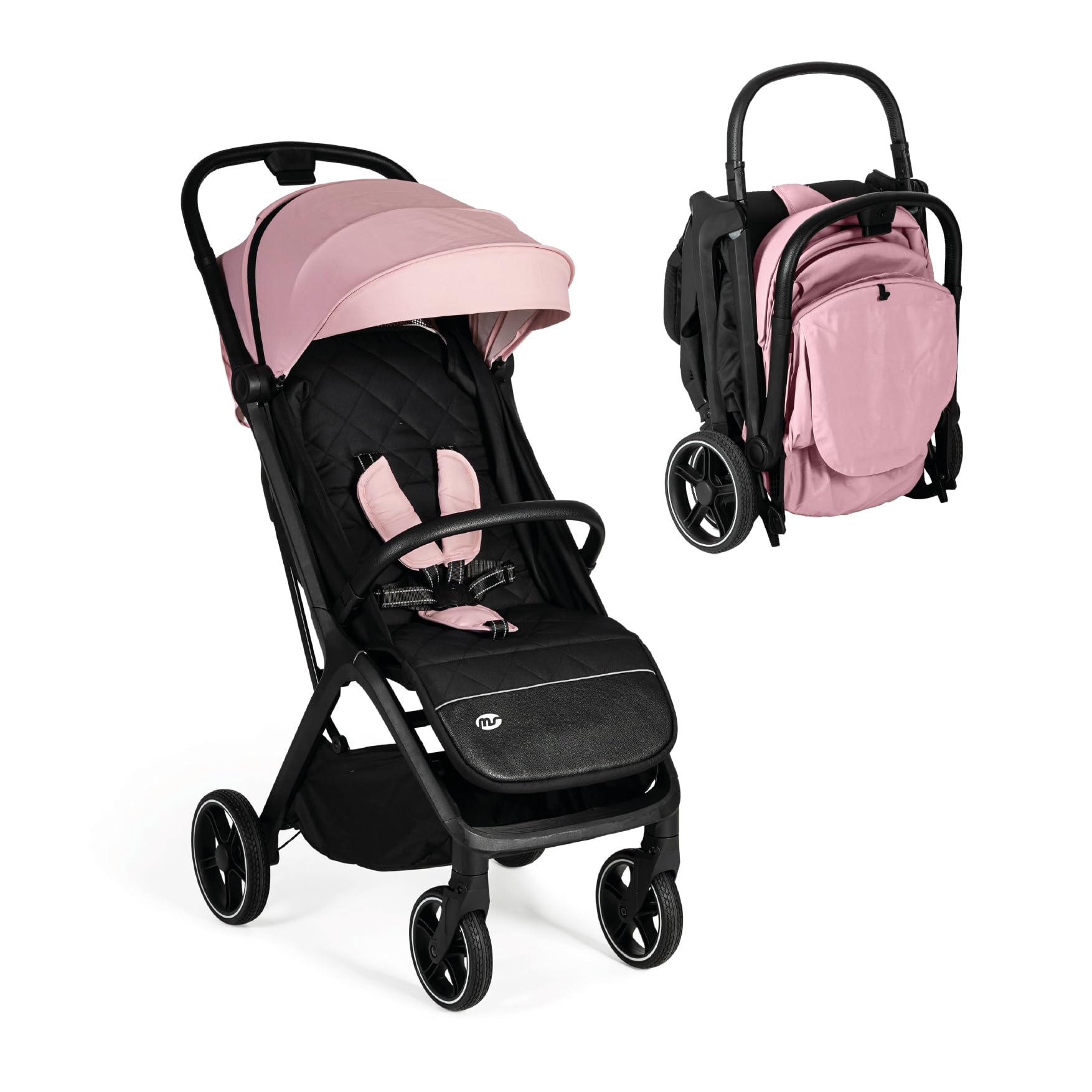 MS BabyWorld – iWalk Autofolding – Silla de paseo ligera 0-48 meses (22 kg) | Plegado automático | Amortiguadores | Capota XXL | Ruedas grandes | Reclinación total