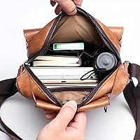 Vista 2 de Bolso cruzado pequeño, bolso de hombro para hombre, bolso de cuero vintage para oficina y negocios para hombres, bolso de mano con cremallera
