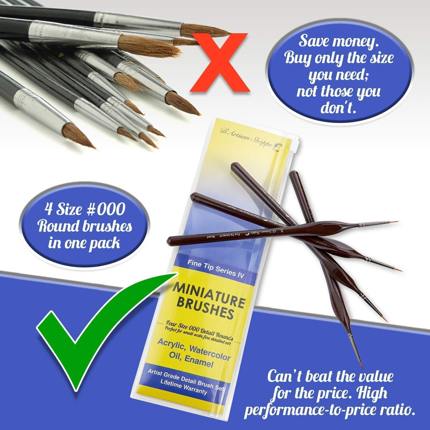 Fine Tip Series Round 000 and Fine Tip Series Flat 1 Bundle Brush Pack