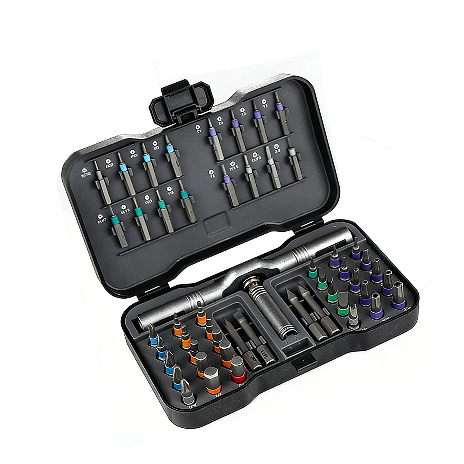 Hsioluted Black 50 Divisions Accuracy Driver Tool Set For Cycle And Electronics Repair Highlighting Handle Action And Multiple Bit Preferences Oxidation Proof