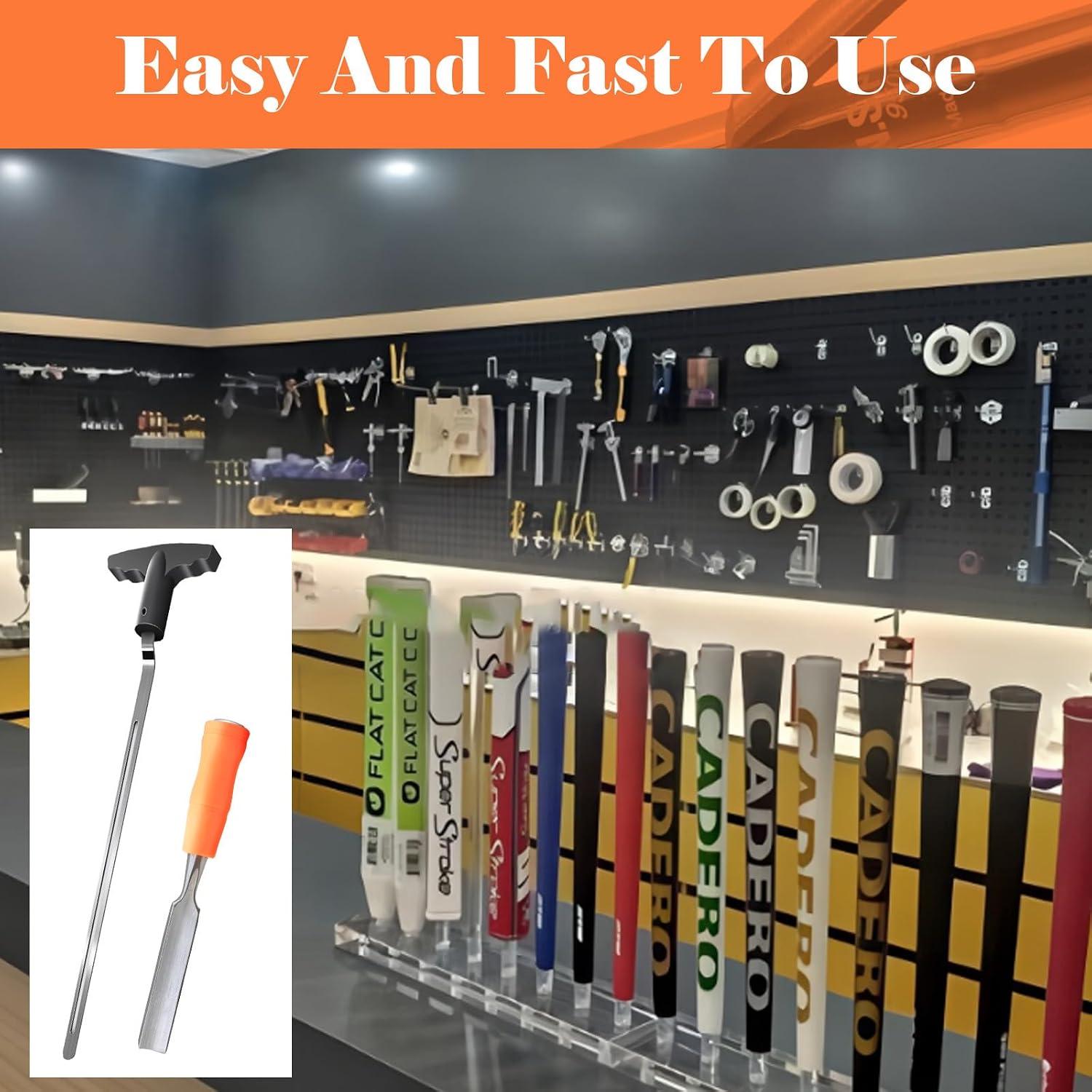 Golf Grip Removal Tool，11" V-Groove Grip Remover Saver for Standard Length Swinging Grips，High-Carbon Steel Golf Club Tool，Golf Grip Kit Golf Tools Golf Grip Tool