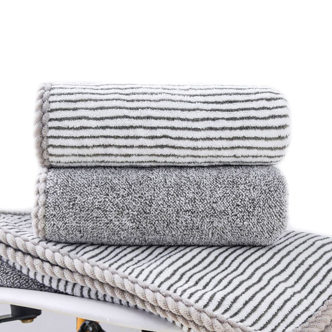 Kissvian 2 Pack Microfiber Hand Bath Towel Set Superfine Fibre Coral Velvet Bathroom Towels with Hanger Soft and