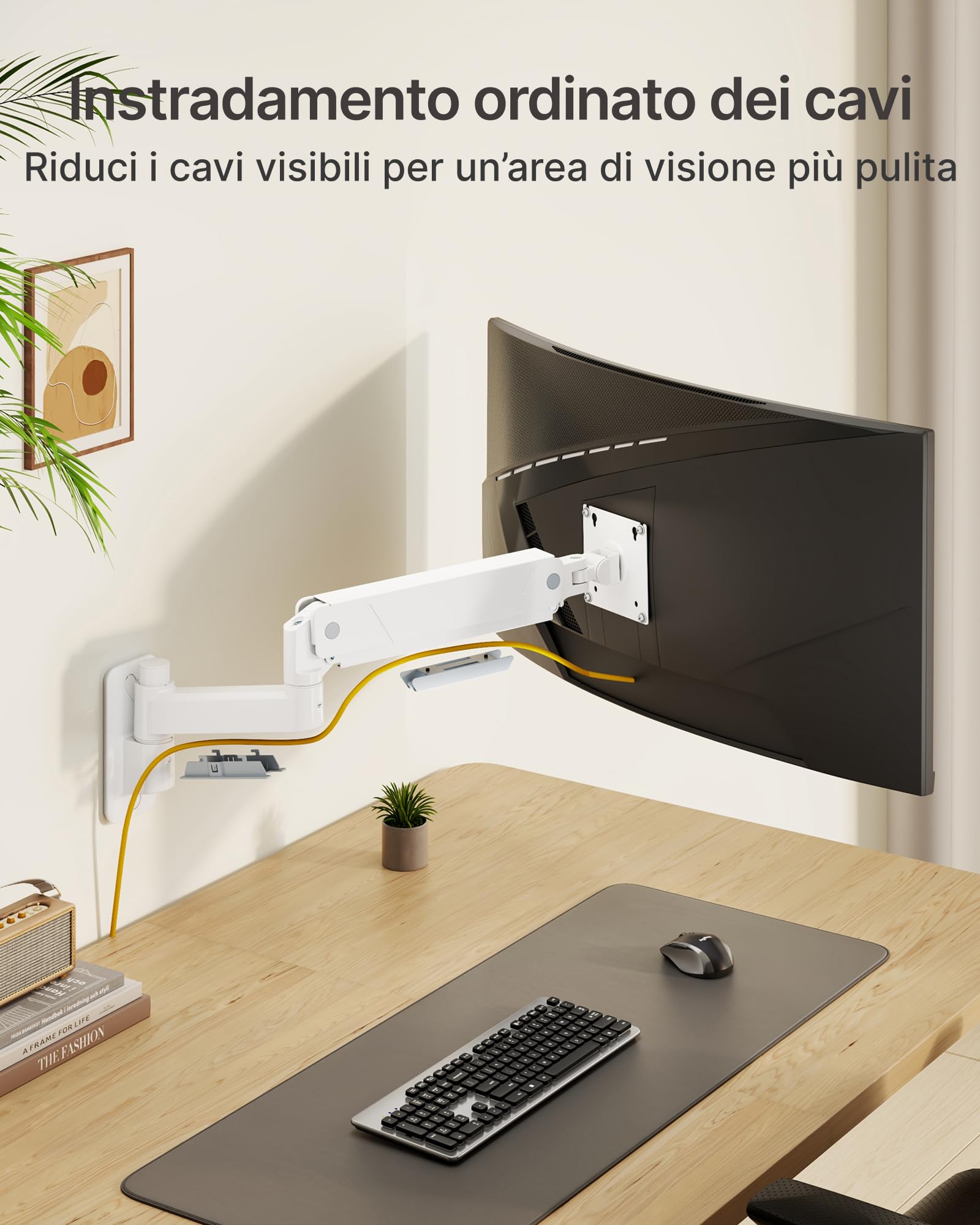 monTEK Supporto da parete per monitor da 17 a 45 pollici, carico massimo 16 kg, supporto universale da parete per TV a schermo piatto e curvo, VESA 75 x 75 / 100 x 100 mm, inclinabile, orientabile