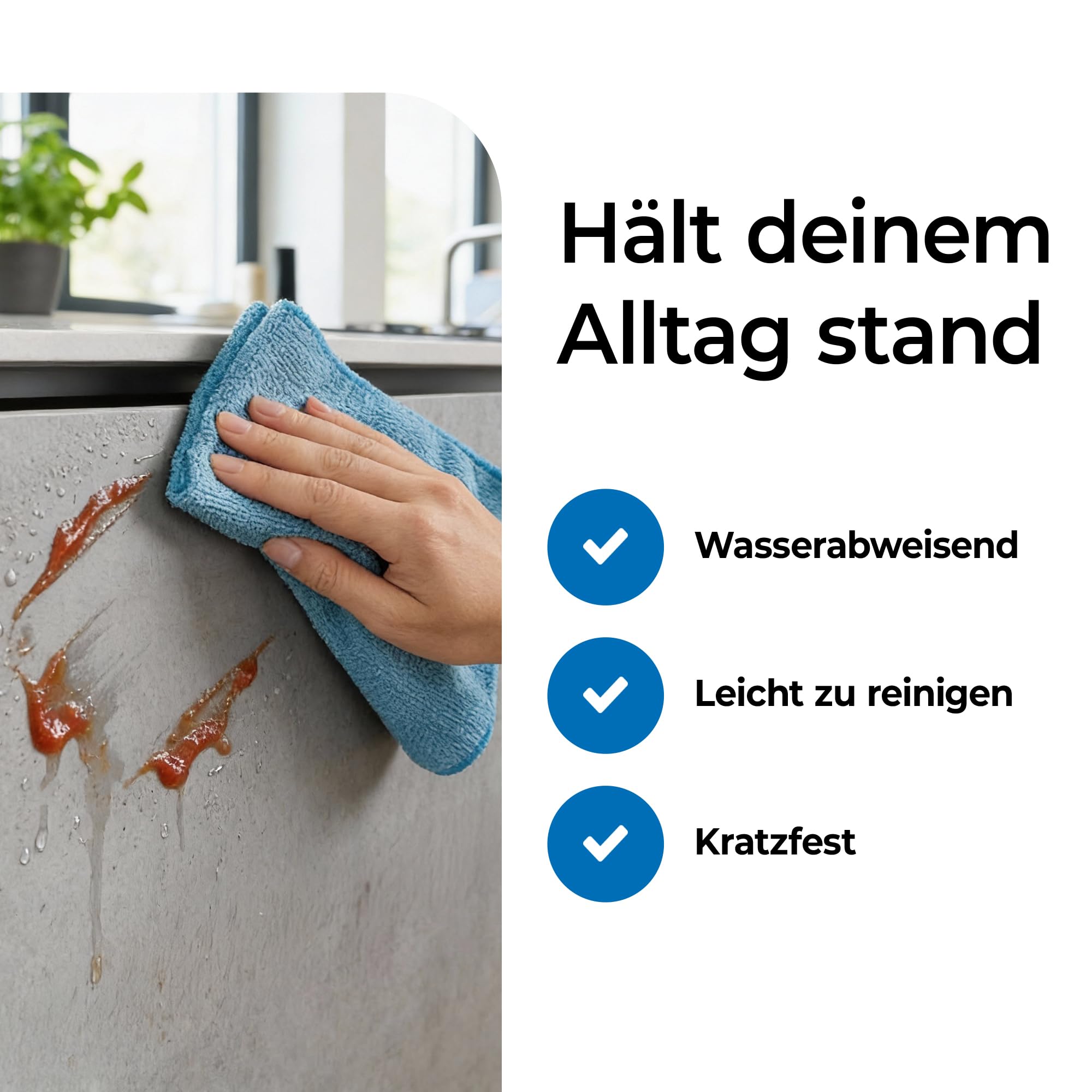 Prima Systeme Küchenfront (Beton Hell, 60x90 (Rechts/Links)) – Schranktür kompatibel mit IKEA FAKTUM – Kratzfest, wasserabweisend und leicht zu reinigen – Premium-Qualität für Dein Zuhause