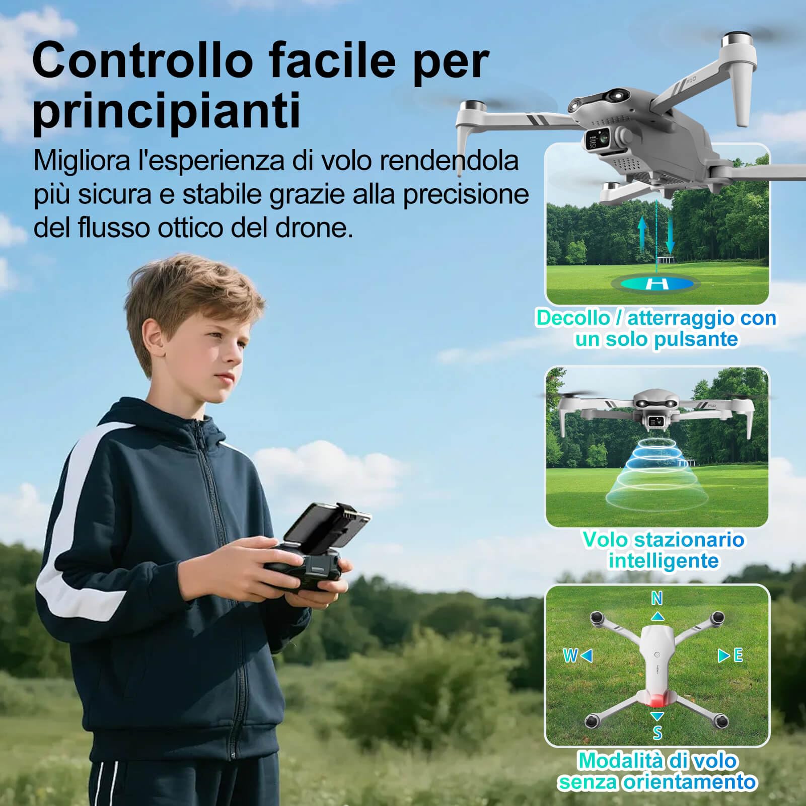 Jiakora Drone con Telecamera per Bambini e Adulti, Motore Brushless Drone Pieghevole per Principianti, Droni Economici con la Telecamera FPV, Mini Quadricottero RC, Giocattolo per Bambini (8+) Regalo