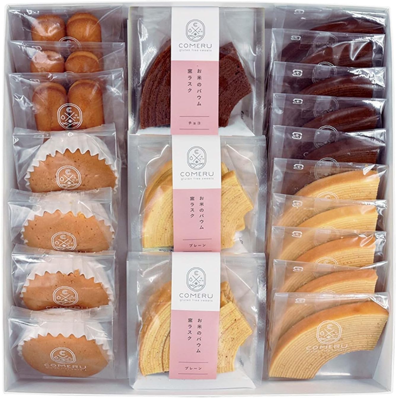 コメル お米の焼き菓子詰め合わせ（大） 米粉 グルテンフリー バームクーヘン ギフト お菓子 小麦粉不使用 退職 異動 入社 卒業 入学 入園 お中元