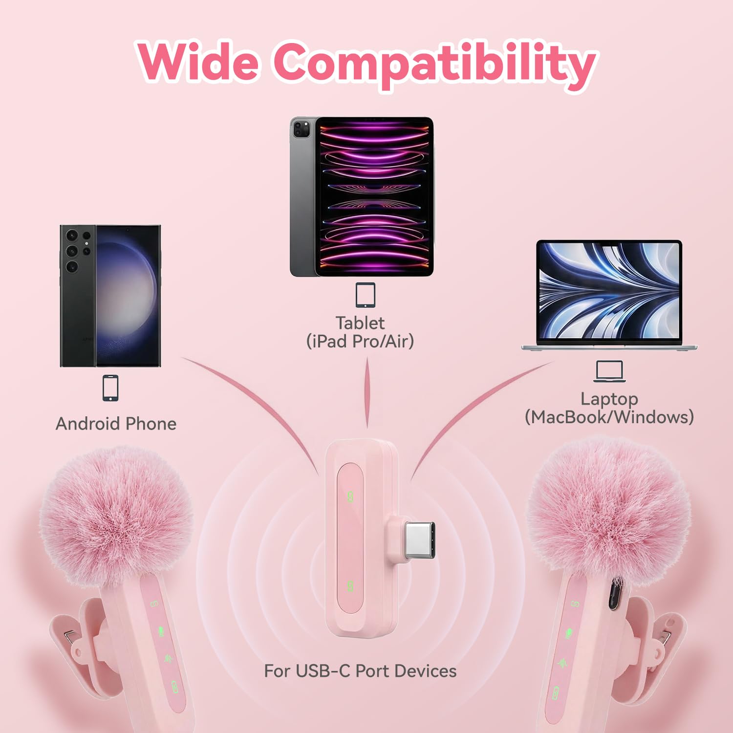 Mini microfono lavalier wireless per iPhone, iPad, dispositivi iOS, microfono da bavero con riduzione del rumore per registrazione, microfono a clip, per video, YouTube, Tiktok, podcast
