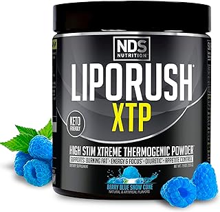 NDS Nutrition XTP Thermogenic Fat Burner with L-Carnitine - Energy, Focus, and Appetite Control - Extreme Thermogenic Fat Burning Powder Weight Loss - Blue Berry Snow Cone (45 Servings)