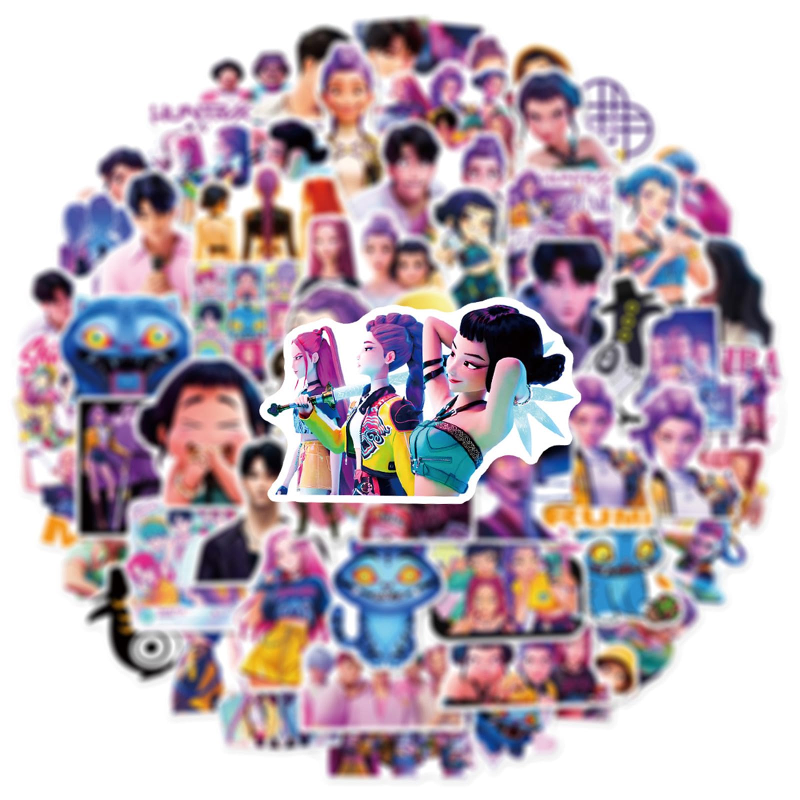 60Pcs Cute Demon Movie Hunters Stickers Cool Stickers, Vinyl Waterproof Character Sticker for Laptop, Guitar, Water Bottle, Birthday Gifts for Girls, Kids, Teens (60) — view 5