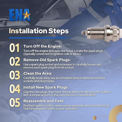 Miniatura 8 de ENA Juego de 4 bujías compatibles con Dodge Honda Volkswagen Dakota Journey Avenger Golf Beetle Jetta Civic Accord Jetta Passat Beetle Golf Civic