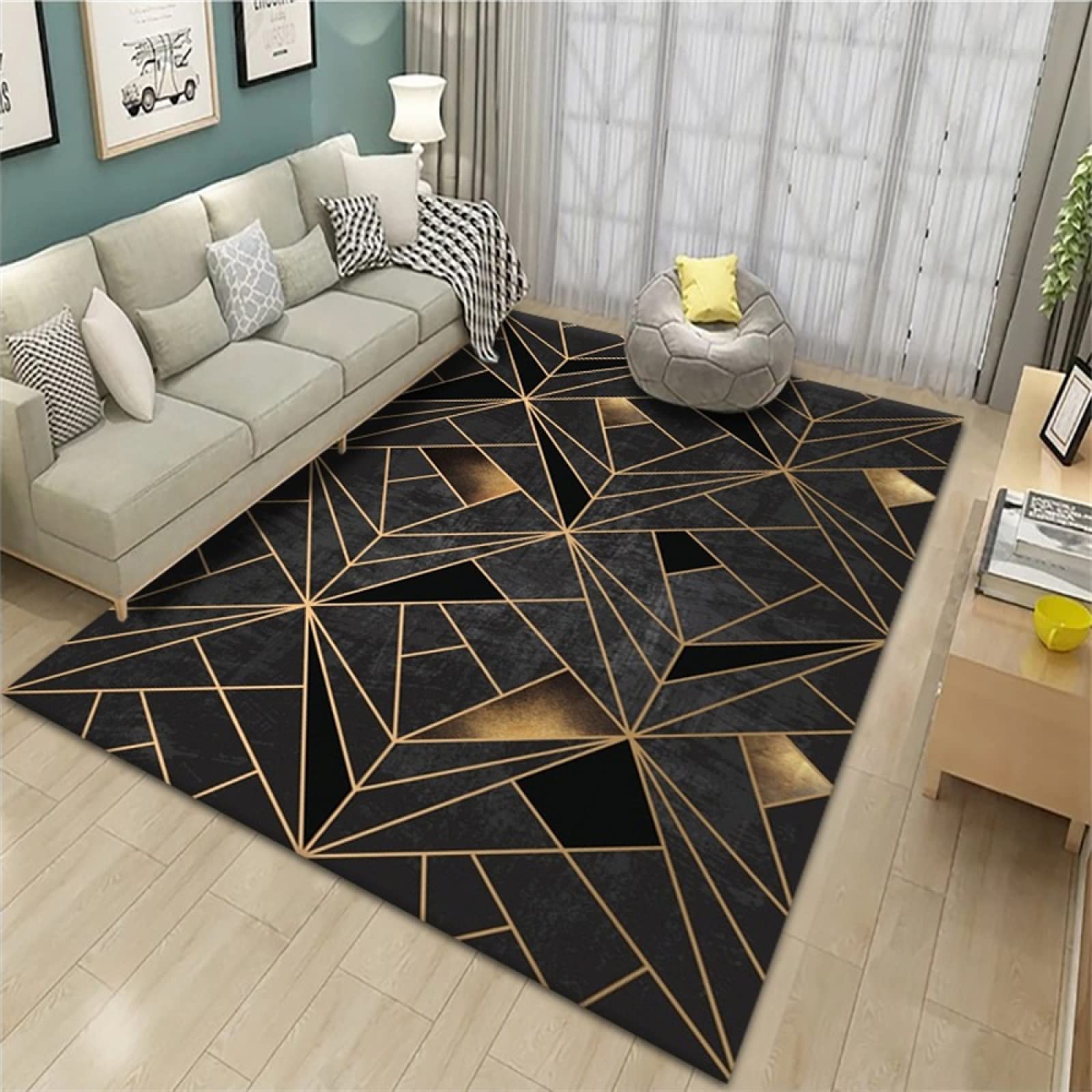 Tapis chambre ado moderne noir et blanc idéal en descente de lit confortable