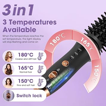 Cordless Curling Iron Brush,3 in 1 Cordless Hair Curler and Straightener Brush,Portable Travel Curling Iron Mini Brush for Women,Curly Straight Hair Travel Heat Styling(Black)