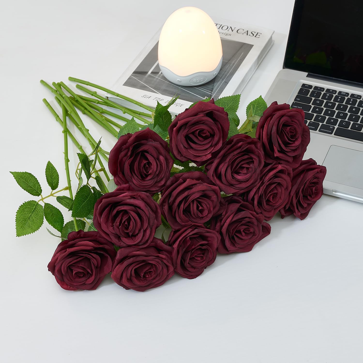 Carlita's Blooms 50pcs Burgundy Rose Artificial Silk Roses, Realistic, Long Lasting, Versatile for Weddings & Parties - Image 7