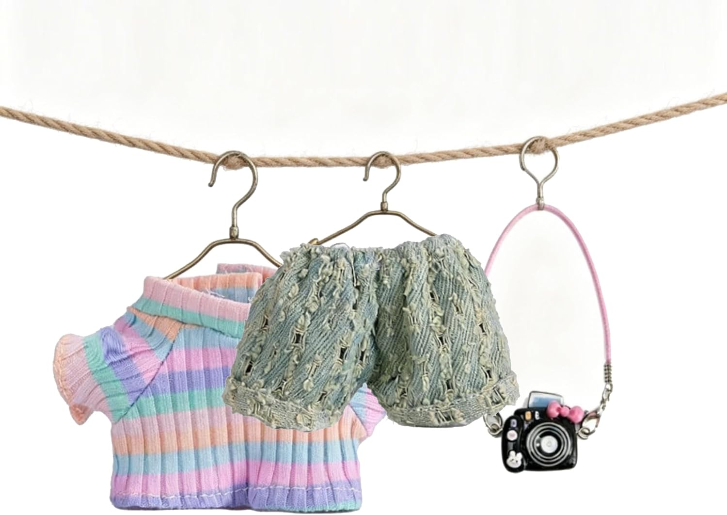 Clothes for Labubu 17cm Dolls(NO Doll) for Labubu Doll Outfits with Accessories Suit for Labubu Cute Stylish Dress Up Set Decorative Camera Rainbow Colors