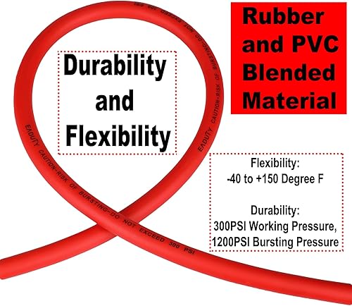 Miniatura 3 de Manguera de aire híbrida de 14 pulgadas x 25 pies, ligera, flexible y duradera, con acoplador rápido universal de aluminio y enchufe industrial,