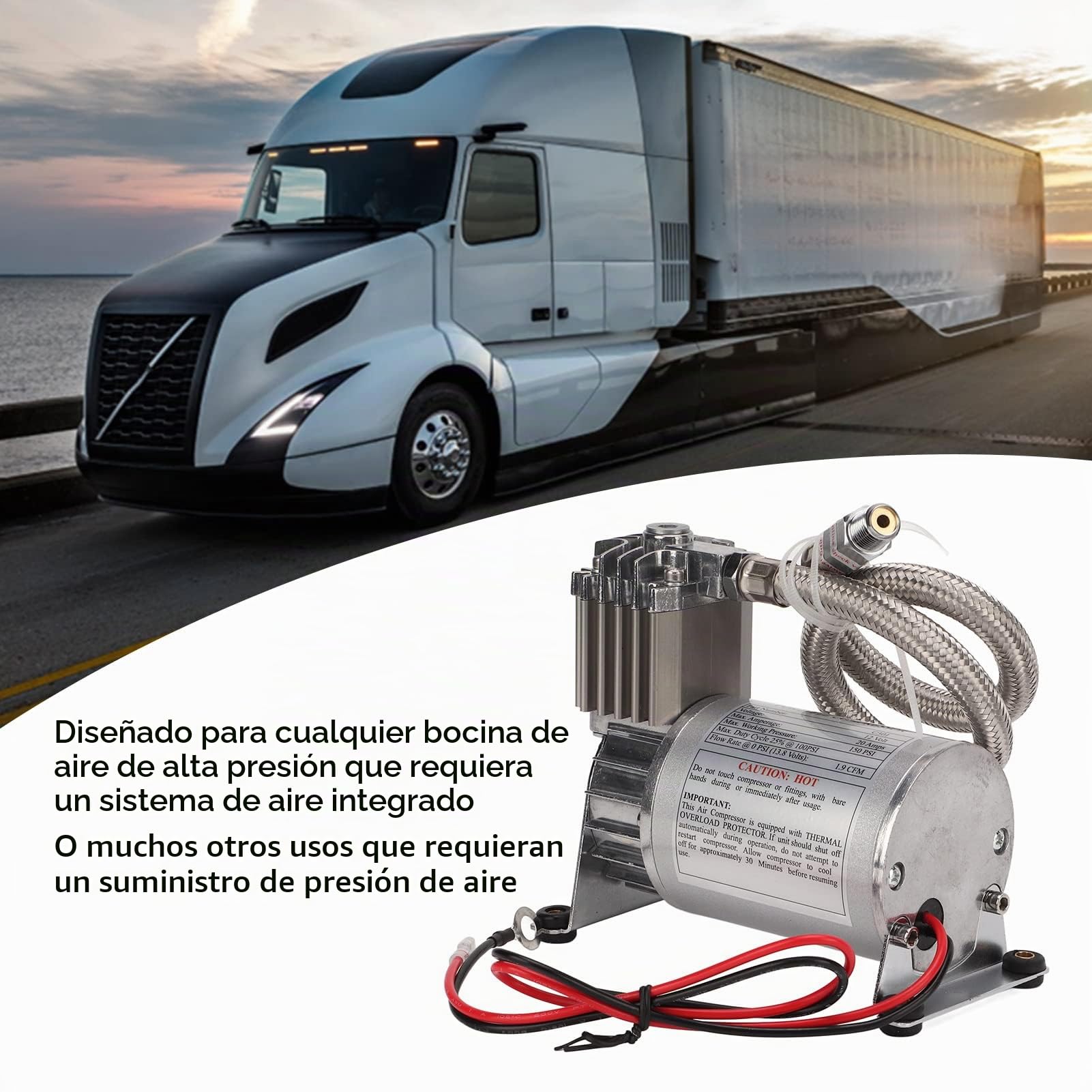 Tbest Compresor de Aire Universal, Compresor de Aire de Servicio Pesado 20a 150 PSI Metal Universal para Vehículos de 12V Yates Barcos NPT1/4