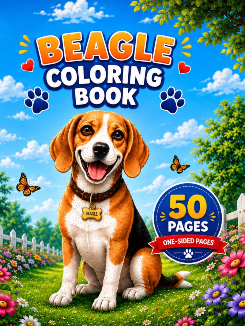 Beagle Coloring Book: 50 Fun and Adorable Coloring Pages