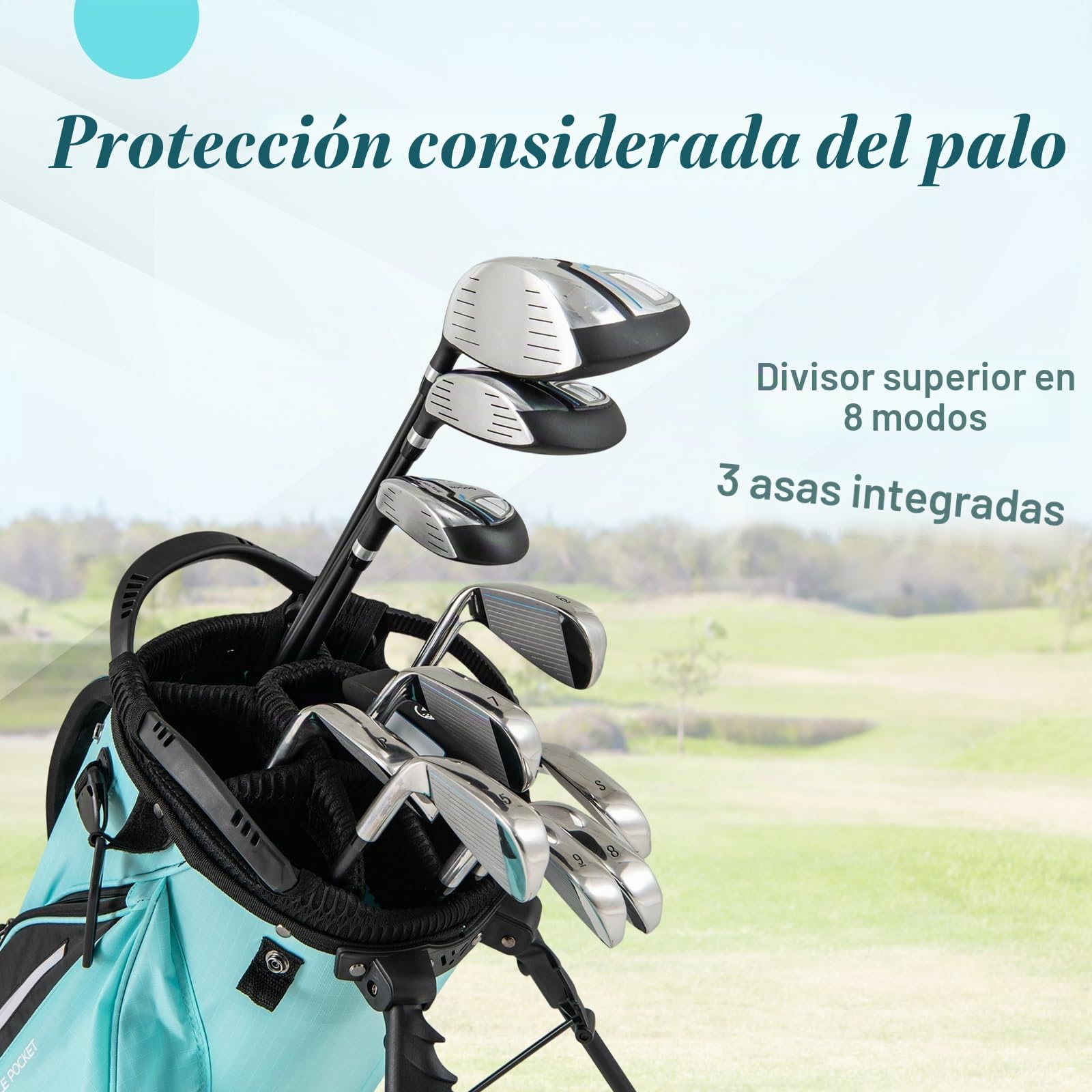 LIFEZEAL Bolsa de Golf, Bolsos Trípodes Ligeros con 8 Compartimentos Superiores y 5 Bolsillos con Cremallera, Soporte Paraguas, Funda de Lluvia y Correa Ajustable para Mujeres y Hombres