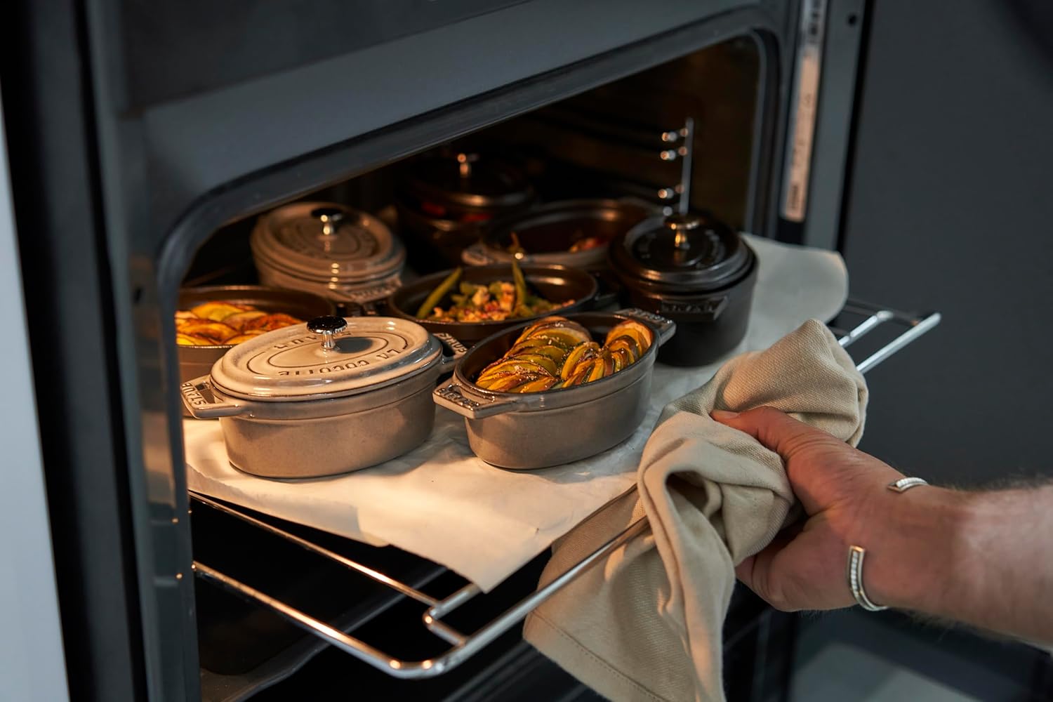 staub La Cocotte Oval 40500-116 Mini Pico Cocotte Oval Gray 40500-116 Two-Handed Cast Enameled Pot