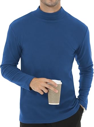Tyhengta Men's Long Sleeve Top Turtleneck Fleece Undershirt Thermal Pullover Top Baselayer Winter Fleece Tops
