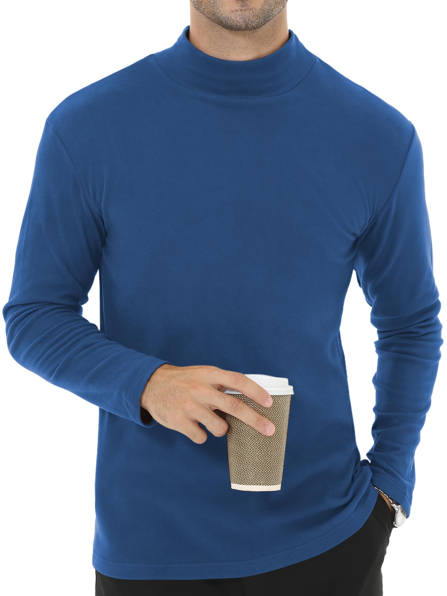 Tyhengta Men's Long Sleeve Top Turtleneck Fleece Undershirt Thermal Pullover Top Baselayer Winter Fleece Tops