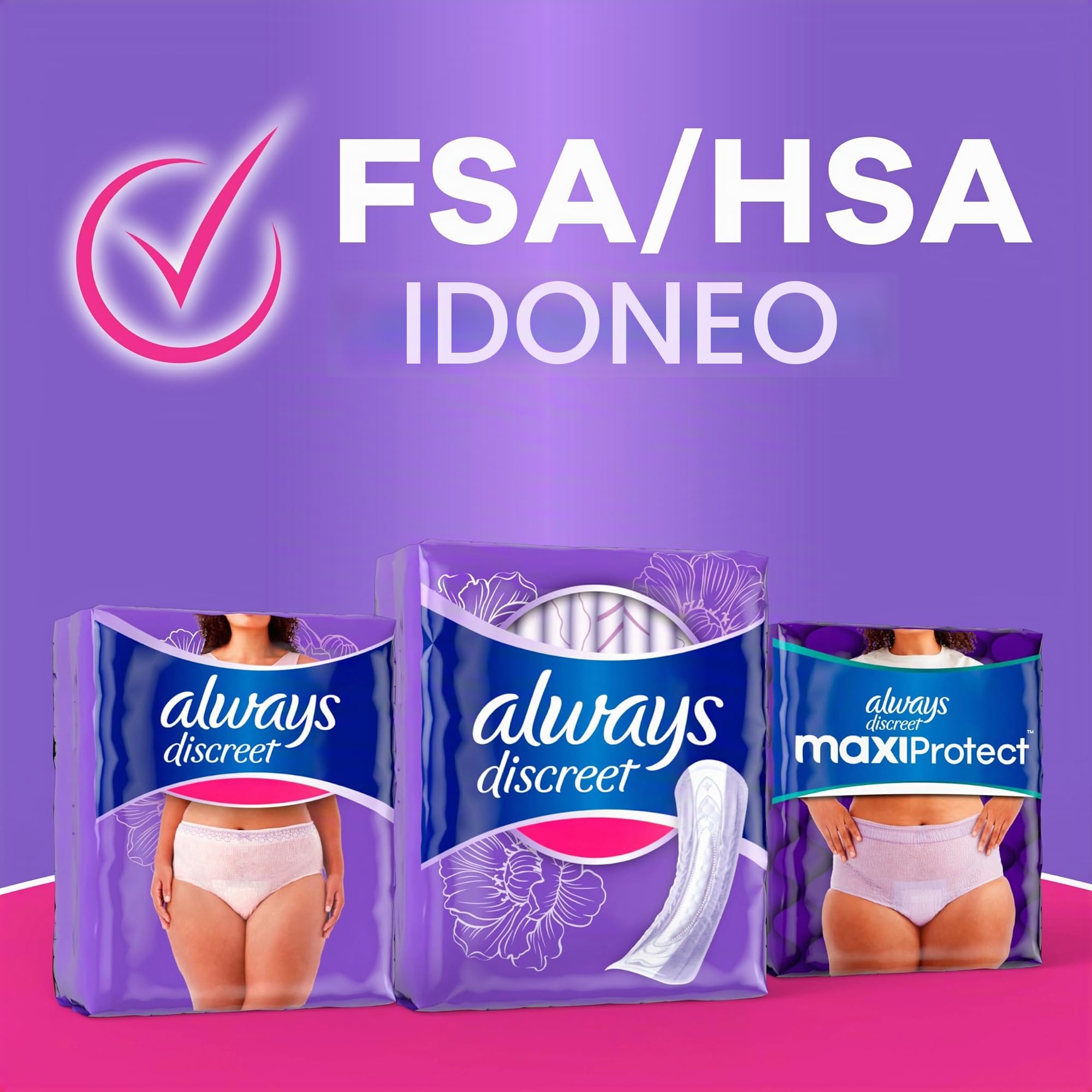 Always Discreet, Cuscinetti per incontinenza e post-partum da donna, assorbenza extra pesante durante la notte, lunghezza regolare, 33 pezzi x 2 confezioni (66 pezzi totali)